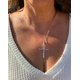 thumbnail image 3 of SilverCloseOut Collar Tradicional con Colgante de Cruz Grande de Plata de Ley para Mujer, 3 of 8