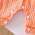 thumbnail image 6 of Ulanda Baby Boy Smocked Pumpkin Romper Short Sleeve Embroidery Truck Babydoll Collar Gingham Jumpsuit Halloween Clothes (Orange, 6-12 Months), 6 of 9