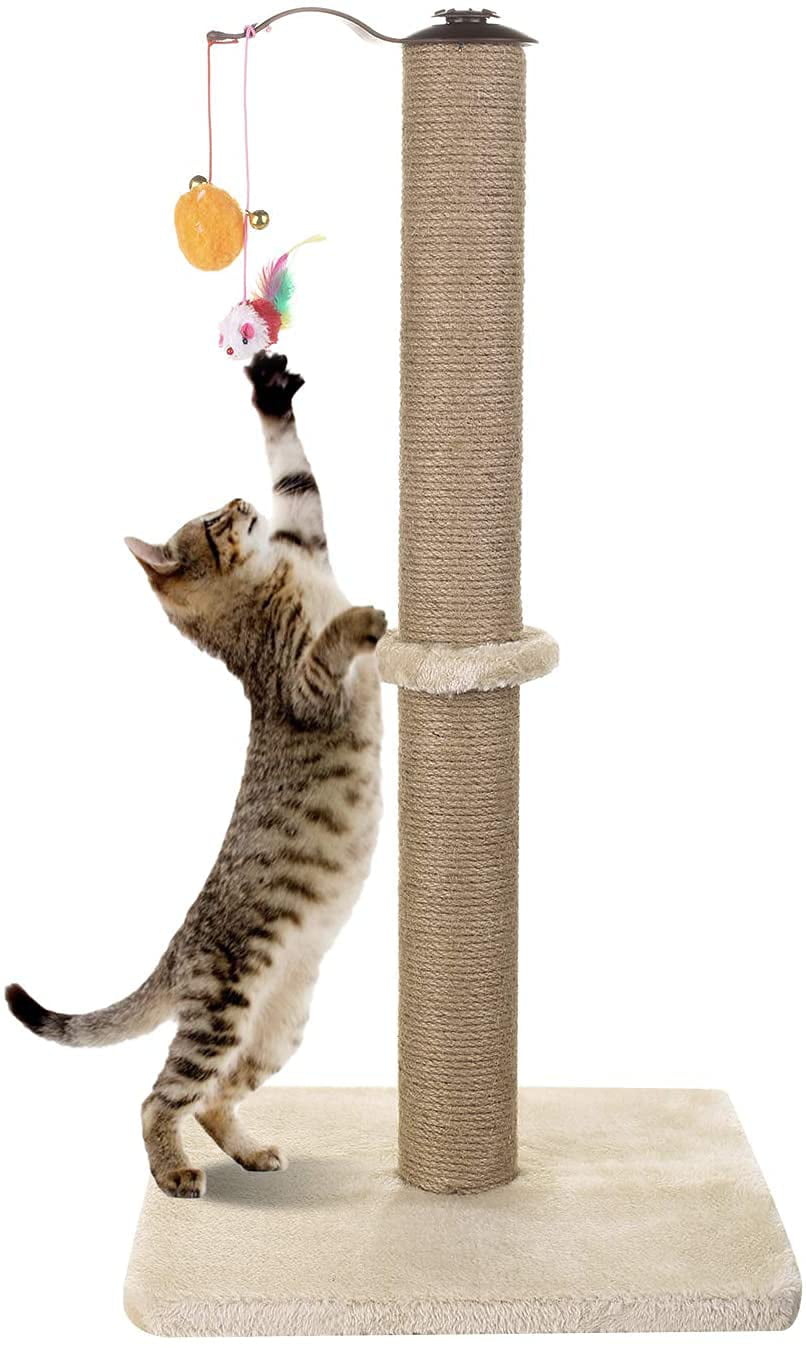 Durable Cat Furniture with Sisal Rope Cat Claw Scratcher with Hanging Ball 31'' Tall Cat Scratching Post