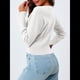 thumbnail image 4 of Suéteres Cortos para Mujer, con Botones, Larga, Cuello en V, Punto Acanalado, Corte Ajustado, Tops Cortos M, 4 of 10