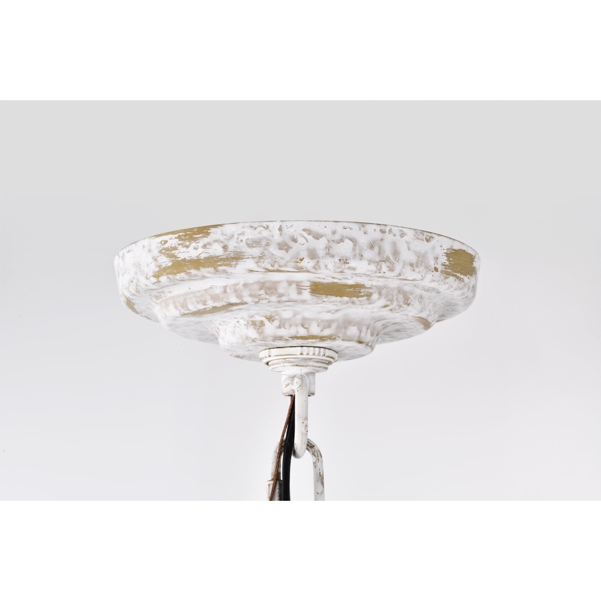 Warehouse of Tiffany Moonring Distressed White 18 Inch Farmhouse Style Pendant Ceiling Lighted Chandelier