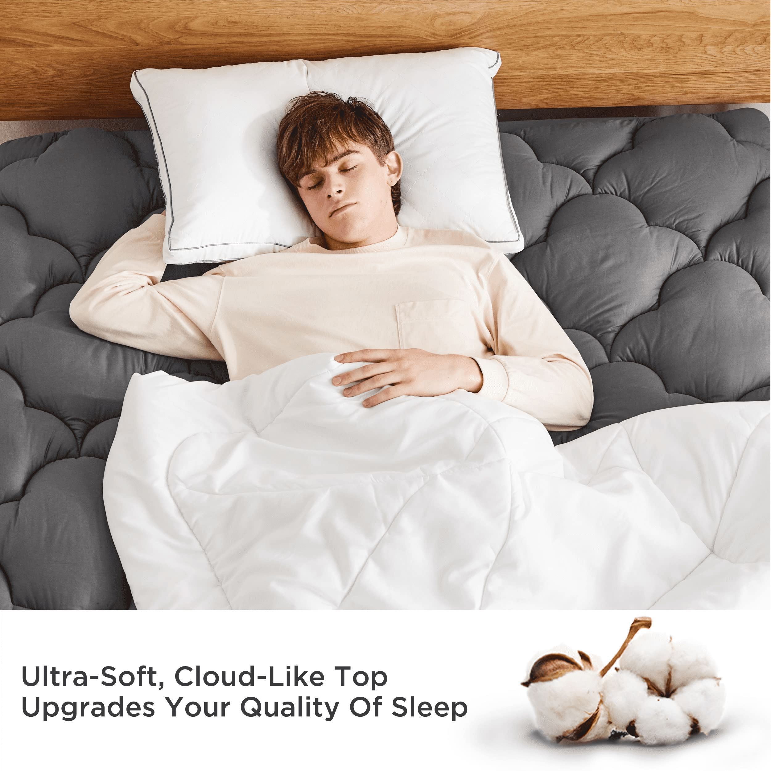 MERITLIFE Extra Thick Cooling Mattress Topper for Back Pain, 100% 400TC Waterproof Mattress Pad Cover - Down Alternative Pillow Top, Hotel Quality Hypoallergenic California King Size, Gray