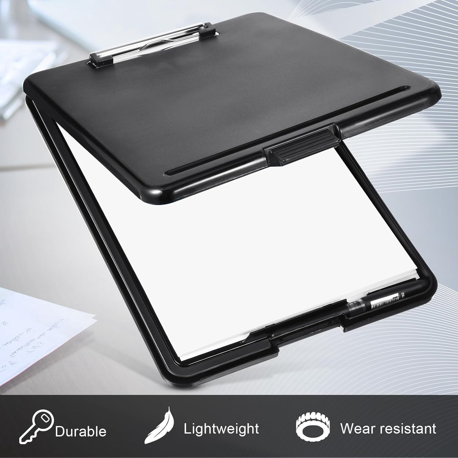 5 count Clipboard with Storage,9.5 x 13.5 Inch Plastic Heavy Duty Foldable Clip Board with Pen Holder Low Profile Clipboard for Nurse Teacher Classroom Office  to School Supplies