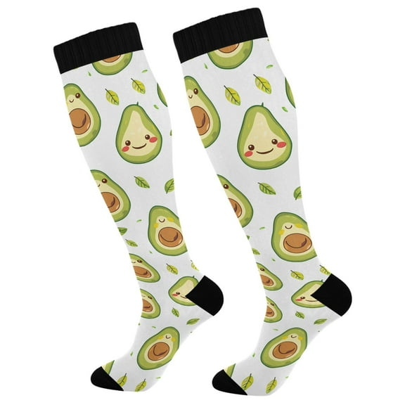 joogoo Cartoon Avocado Compression Socks Women Men Knee High Sock