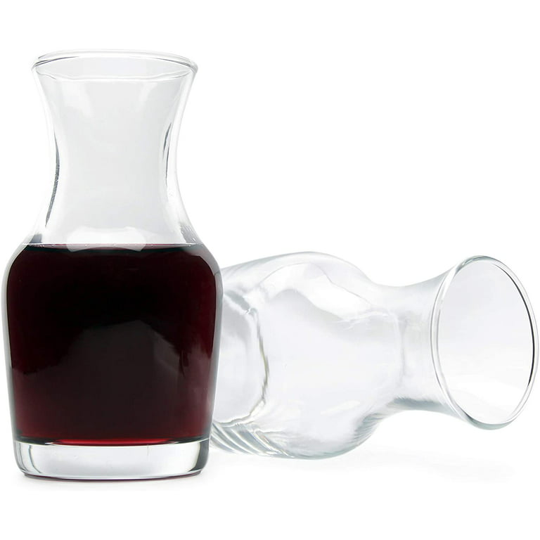 Single Serving Glass Wine Carafe 6.5 oz - Mini Decanters - Small Individual  Carafes, set of 4 - w/coasters