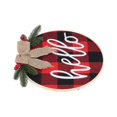 thumbnail image 3 of Hello Sign For Front Door Check Plaid Linen Round Front Door Wreaths For Christmas Decoration, 3 of 5