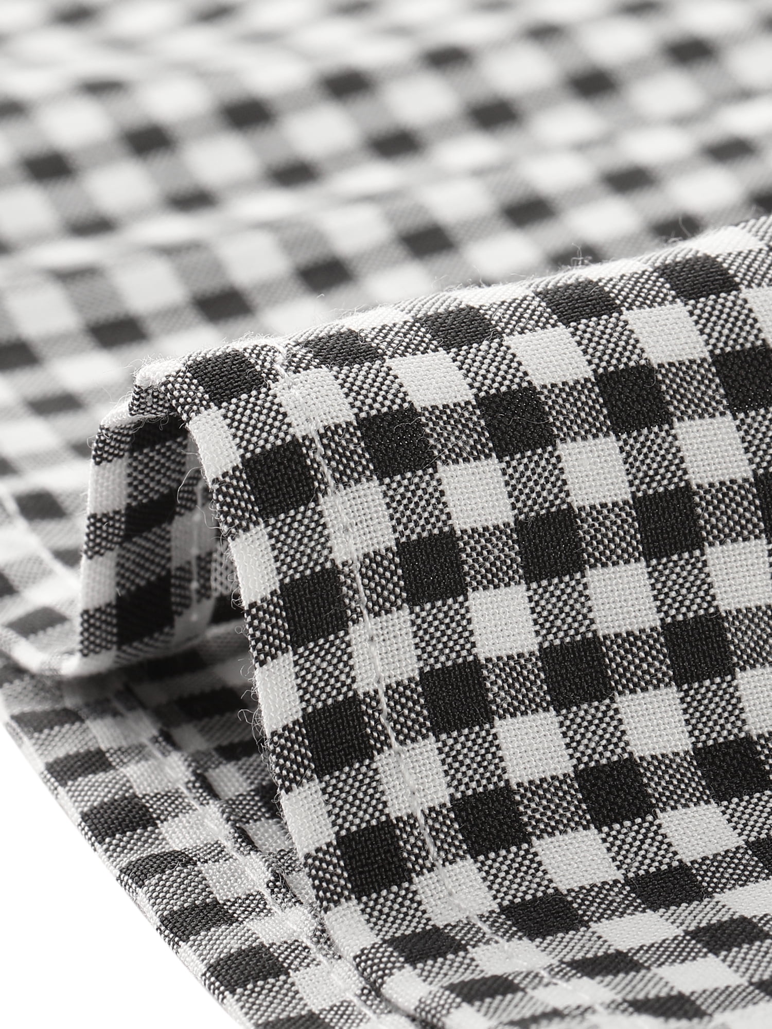 Unique Bargains Junior's Plaid Puff Sleeve Blouse Contrast Collar Shirt Tops L Black