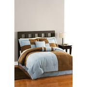 Home Trends Microsuede Blue Clrblck Calkg Comf Set