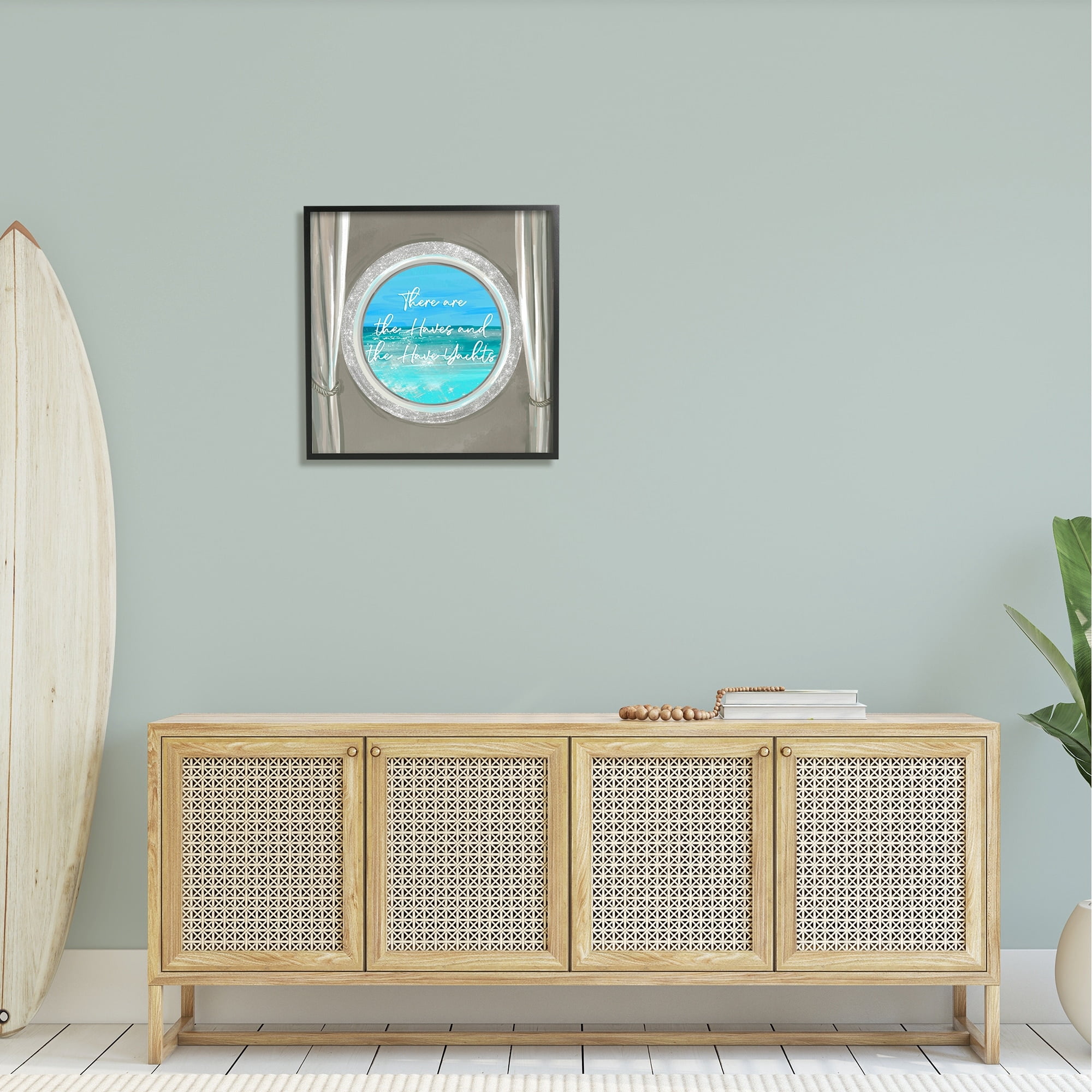 Stupell Industries Haves & Have Yachts Bling Boat Porthole View Graphic Art Black Framed Art Print Wall Art, Design by Ziwei Li
