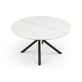thumbnail image 5 of Williamspace 53.15" Round Dining Table Modern Kitchen Table with White Sintered Stone Tabletop and Solid Carbon Steel Base, Marble Dining Room Table for Kitchen, Dining Room, Office, Reception Room, 5 of 6