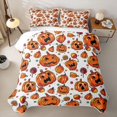 thumbnail image 2 of Homewish Cartoon Pumpkin Bed Spread Queen, Halloween Candy Queen Coverlet Set, White Orange Red, 3-Piece 1 Bedspread and 2 Pillowcases, 2 of 7