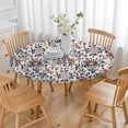 thumbnail image 3 of Pioneer Flower Floral Print Pattern Round Fitted Tablecloth with Elastic Edge,Dining Table Cover Waterproof,Outdoor Round Tablecloth for Camping,Dining,Indoor and Outdoor, 3 of 7