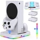 thumbnail image 1 of Soporte con ventilador de refrigeración y tira de luces RGB para Xbox Series S, estación de carga con 2 baterías recargables de 1400 mAh, con 15 modos de iluminación RGB, 1 of 7