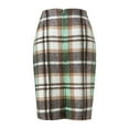 thumbnail image 7 of ASFGIMUJ Pencil Plaid Skirts For Women Fall Winter High Waisted Bodycon Knee Length Wool Midi Skirt With Slit Green XL, 7 of 7