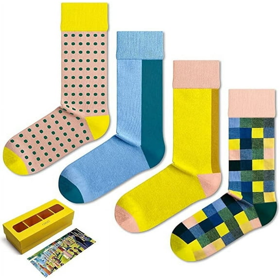 Coozi Cotton Socks, Big Bowl Island by Georges Seurat, Gift Box for Men & Women 4 Pairs, S/M