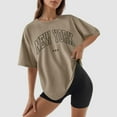 thumbnail image 2 of Plus Size Summer Clothes for Women Casual Loose Fit Tee With New York Print Fashionable And Comfortable T Shirt Top Womens Tops Long Sleeve plus Size Athletic Ware Women Short Khaki XL, 2 of 4