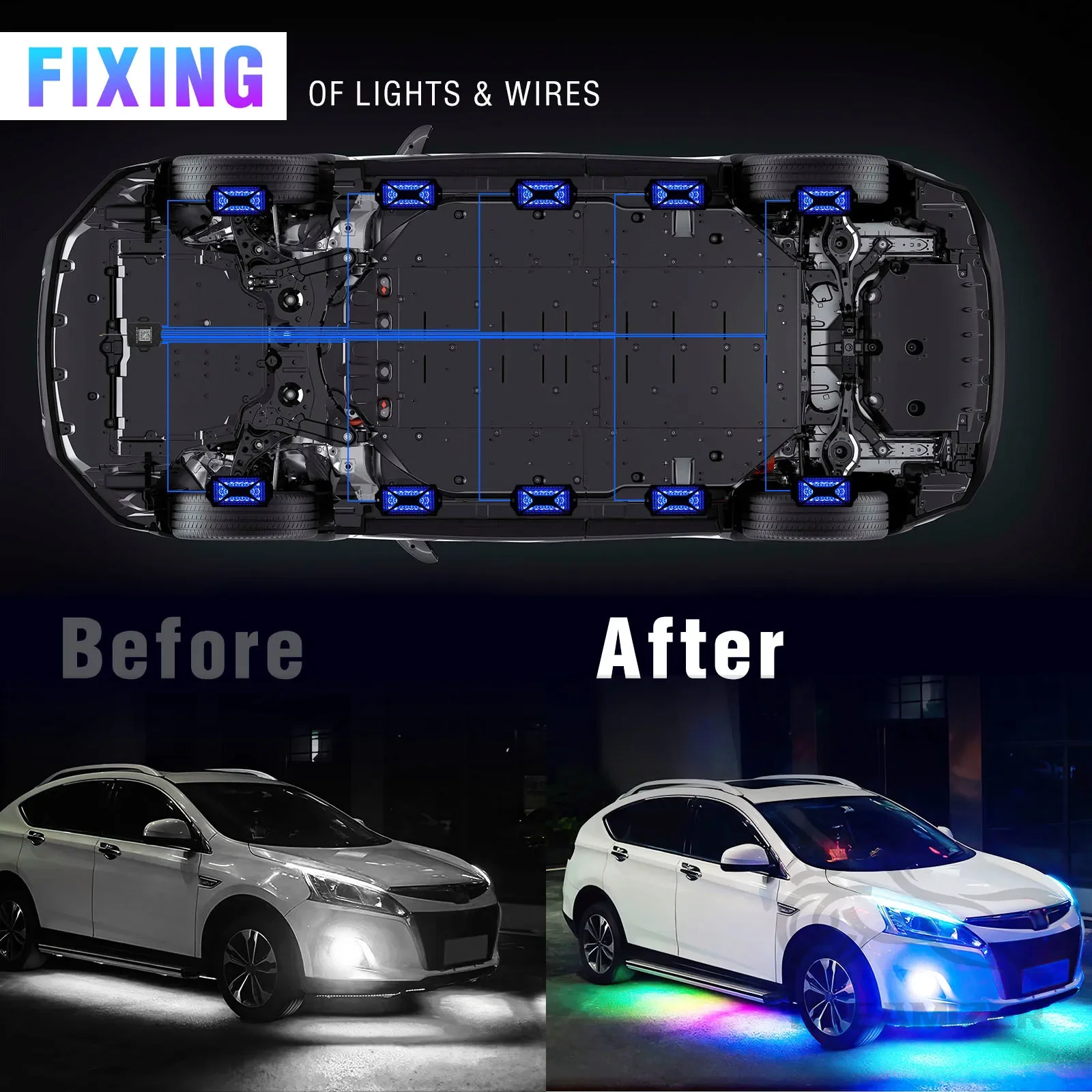 Rock Lights for Trucks, 10 Pods RGB LED Rock Light with APP/Remote Control, Music Mode,Underglow Light Kit,Waterproof IP68 Rock Neon Light Kits for Jeep Offroad RZR SUV ATV UTV