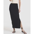 thumbnail image 3 of Real Essentials 3 Pack: Women's Ribbed High Waisted Maxi Skirt with Side Slit - Casual Long Pencil Skirt, 3 of 8