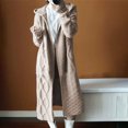 thumbnail image 2 of Tawop Woman's Cardigans Autumn Solid Colour Long Sleeve Sweater Long Length Loose Hooded Cardigan Twisted Chunky Sweater Khaki Free Size, 2 of 7