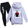 thumbnail image 3 of Conjunto de 2 piezas de ropa con capucha y pantalones con estampado de fútbol CR7 para niños y niñas de 3 a 14 años, chándal para primavera y otoño, 3 of 5