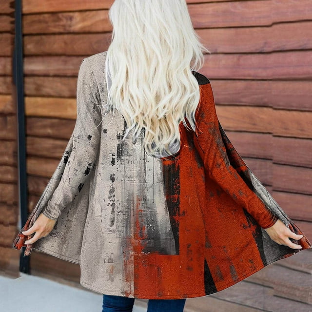 LOVZFMLL Cardigan pour Femmes Mode Décontractée Halloween Imprimé Manches Longues Blouse Manteau