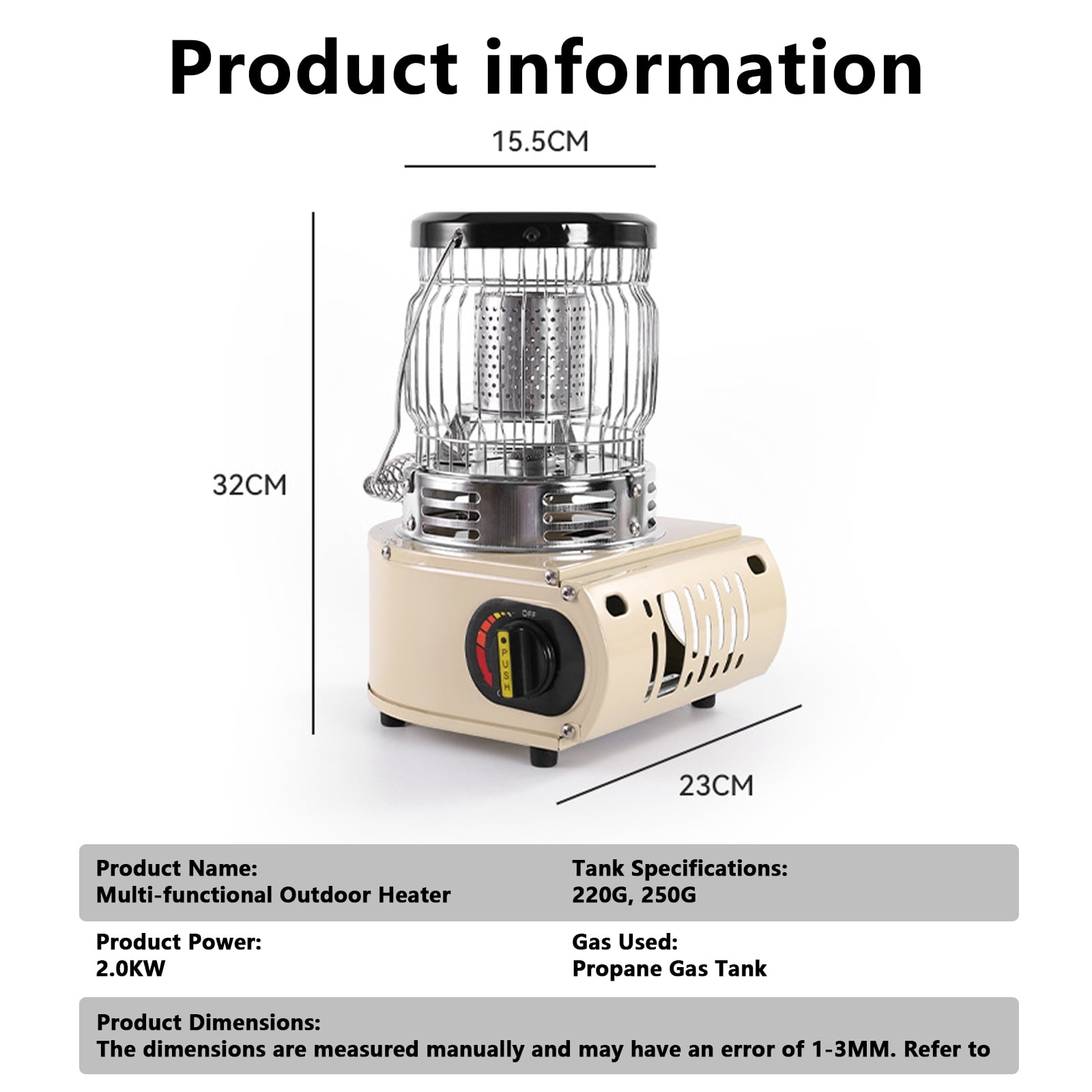 Arcticwind Outdoor Camping Heater for Tents,Portable picnic heater,Tent Heater Stove for Camping,Outdoor Camping,Ice Fishing Heater,Cooking Dual-Use, Multifunctional Windproof Gas Stove,Beige