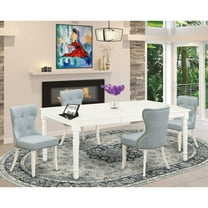 East West Furniture East-West Furniture DOSI5-LWH-15 - A dining table set of 4 fantastic kitchen chairs with Linen Fabric Baby Blue color and a fantastic 18 butterfly rectangle dining room table...
