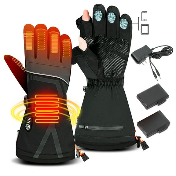 Lobmouse Heated Gloves for Men Women,Electric Rechargeable Waterproof Touchscreen Winter Gloves,2.5-Hour Fast Charging,for Camping, Ski, Fishing,Snowboard