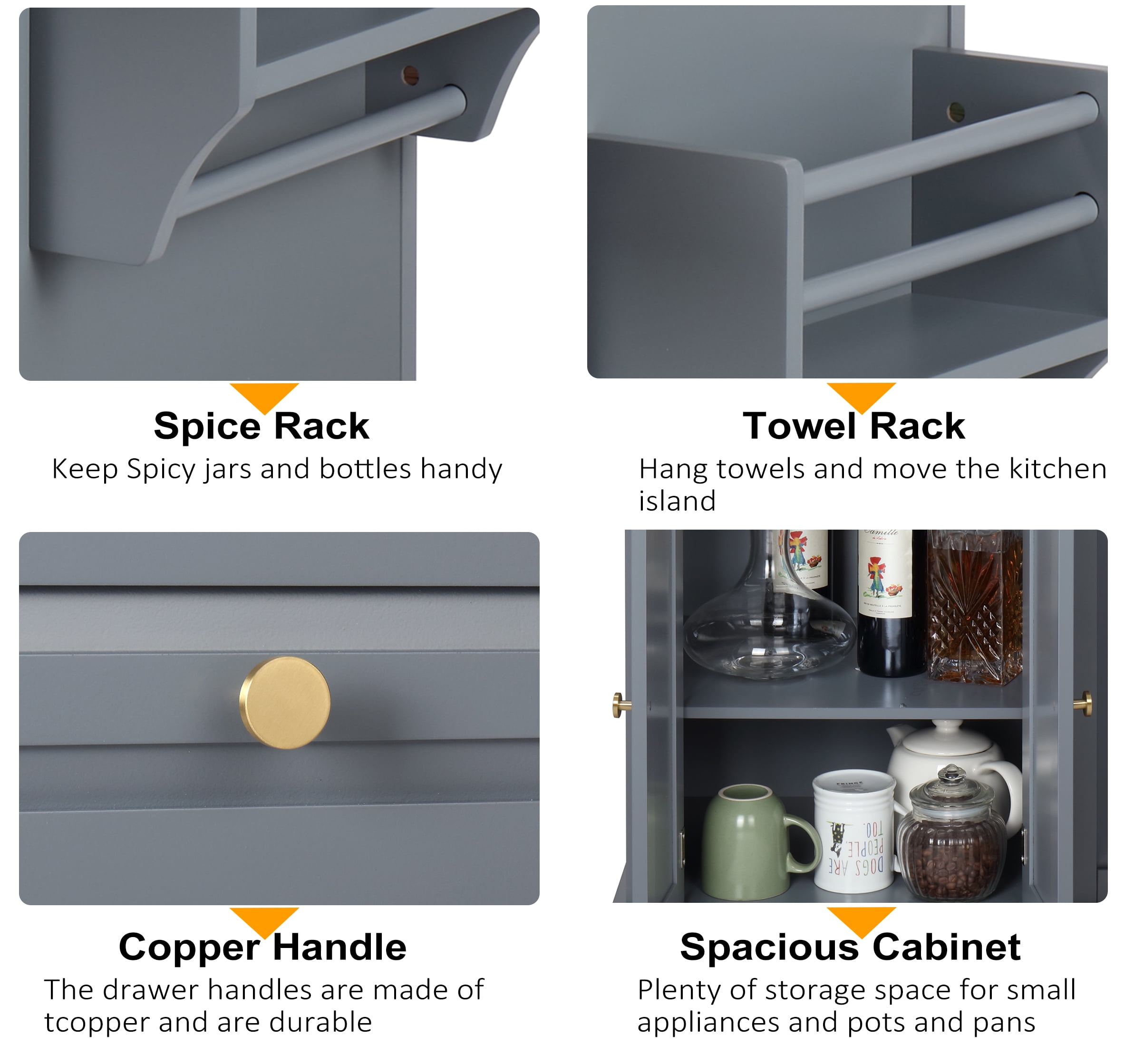 Finnhomy Rolling Kitchen Island with Drop Leaf, Thicken Rubberwood Top, 43.3-inch Portable Mobile Storage Cart