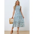 thumbnail image 4 of Unique Bargains Women's Ruffles Chiffon Sleeveless Floral Smocked Dresses XS Light Blue, 4 of 6
