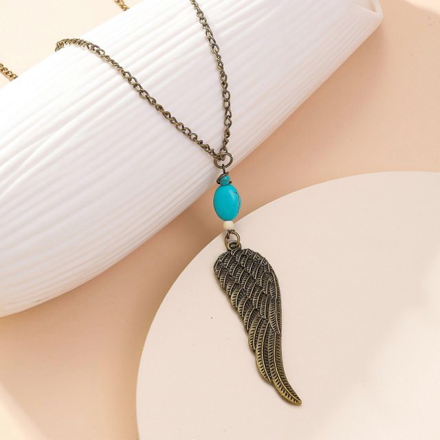 3xSteampunk Gear Hour Hand Feather Wings Pendant Necklace Chain for Women Men