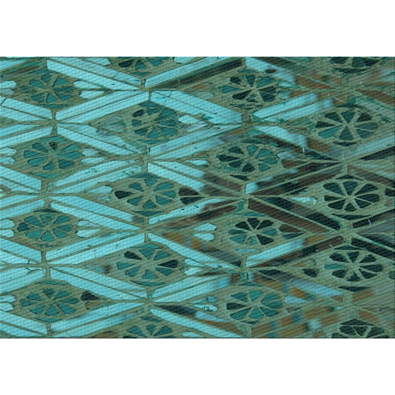 Ahgly Company Indoor Rectangle Patterned Deep-Sea Green Area Rugs, 7' x 9'