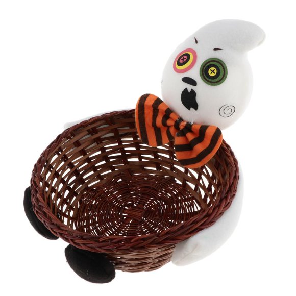 Cesta de almacenamiento de Dulces de Halloween Yuyangstore Cesta del caramelo de Halloween Naranja Blanco