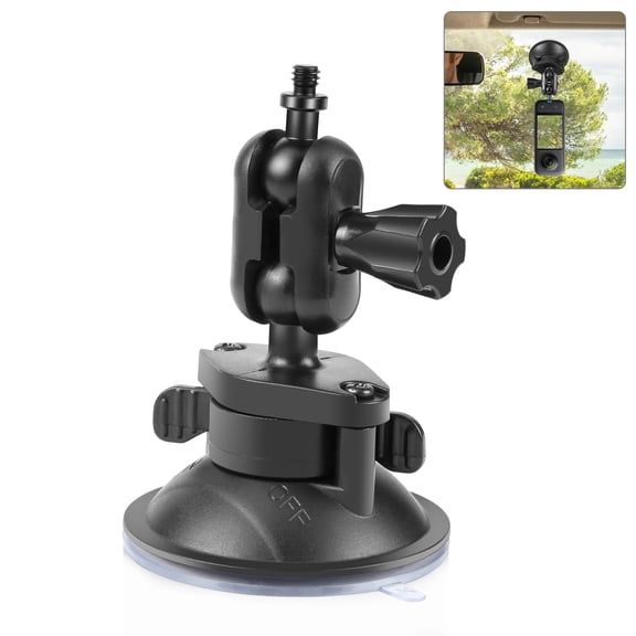QKOO 1/4 inch Magic Arm Suction Cup Mount (Black)