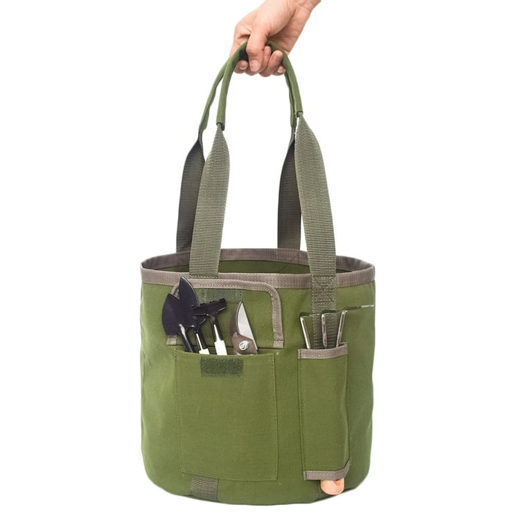Tureclos Bucket Tool Bag Portable Home Garden Hardware Tools Storage Bags Waterproof Canvas Repair Organizer Pouch, Men's, Size: Green