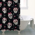 thumbnail image 4 of Black Pink Skull Pattern Shower Curtain 36"x72" ,Bathroom Decorative Shower Curtains Set with 12 Hooks,Modern Waterproof Washable Shower Curtain, 4 of 6