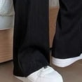 thumbnail image 4 of Pantalones Casuales para Hombres Pierna Recta Ancha Color Liso Pantalones Sueltos de Moda Pantalones Suaves Negro XL, 4 of 8