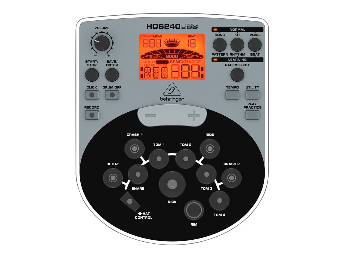 Behringer XD80USB High-Performance 8-Piece Electronic Drum Set w/175 Sounds, 15 Drum Sets, LCD Display and USB/MIDI