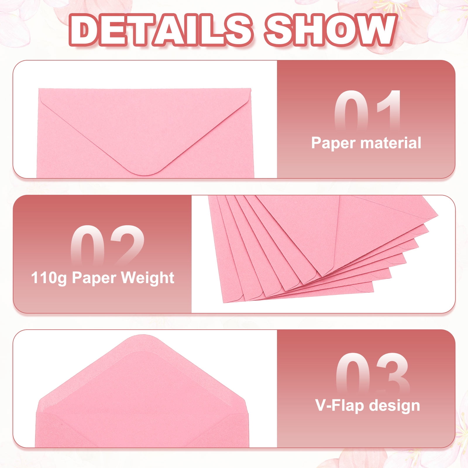 Invitation Envelopes, Greeting Card Envelopes V-Flap Design for Weddings and Special Occasions Pink