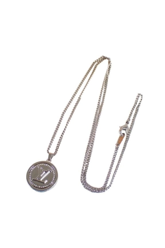 Pre-Owned LOUIS VUITTON Louis Vuitton Necklace Pendant LV Catch M80184 Silver Gold Metal Men's...