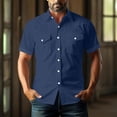 thumbnail image 6 of Mineart Mens Vintage Solid Color Shirts Button Down Short Sleeve Shirt Regular Fit Button Up Work Shirts with Two Pockets, 6 of 6