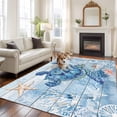 thumbnail image 2 of Non-Slip Rug Pad Rugs Summer Sea Turtle Ocean Coral Starfish Rectangle Area Rugs 5x7Ft Soft Carpet Pads for Living Room Kids Room, Blue Wood Grain, 2 of 9
