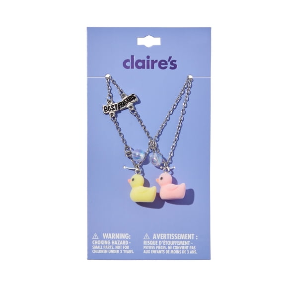 Claire's Children's Best Friends Forever Fuzzy Rubber Ducky Charm Necklaces, 2-Pack