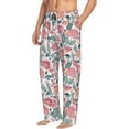 thumbnail image 2 of Uemuo Flower Leaves Pattern Men's Wide Leg Palazzo Lounge Pants with Pockets Light Weight Loose Comfy Casual Pajama Pants-Small, 2 of 9