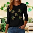 thumbnail image 5 of felwors St Patty's Day Shirt Women 2025 Casual Plus Size 3/4 Sleeve Irish Clover Shirts Funny Saint Patrick's Tunic Tops (Black, M), 5 of 7