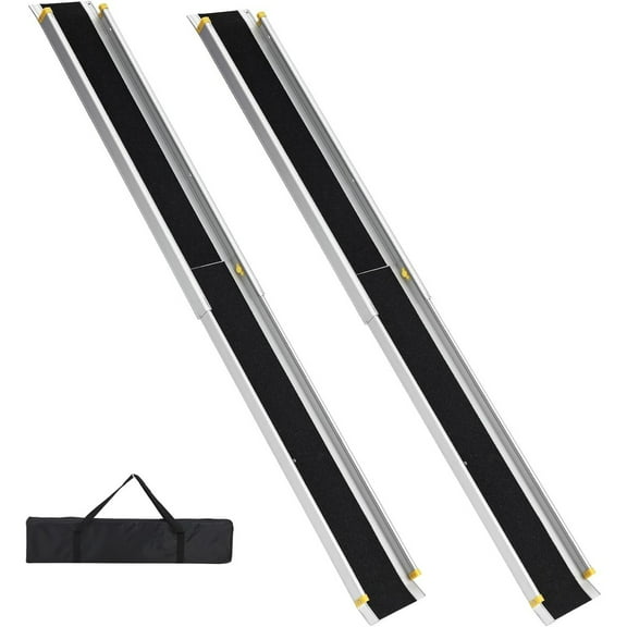 M optimized 8FT Adjustable Wheelchair Ramp for Home Steps, Telescoping Portable Aluminum Stair Ramps, 600 Lbs Capacity, 7.9 Inch Wide Anti Slip Surface, Storage Bag, for Doorways