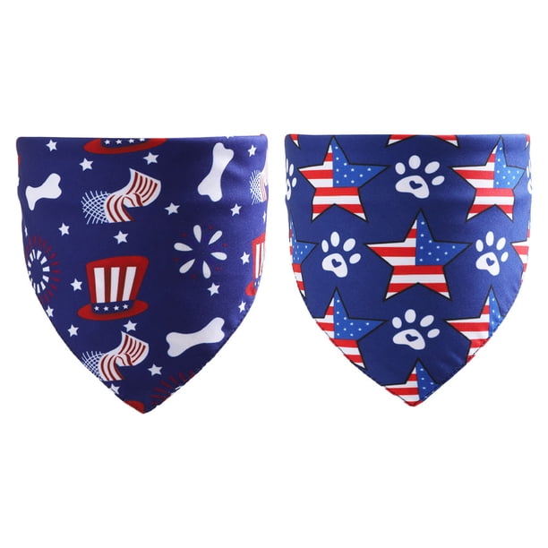 Paquete de 2 pañuelos para perros del 4 de julio, suministros para fiestas de perros del Día de la Independencia, bufanda triangular para mascotas, pañuelo para la cabeza para mascotas MFZFUKR BST3084052-3