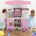 thumbnail image 2 of Costway Pretend Play Kitchen for Kids Toddler Aged 3+ Wooden Toy Set with Range Hood Pink, 2 of 10