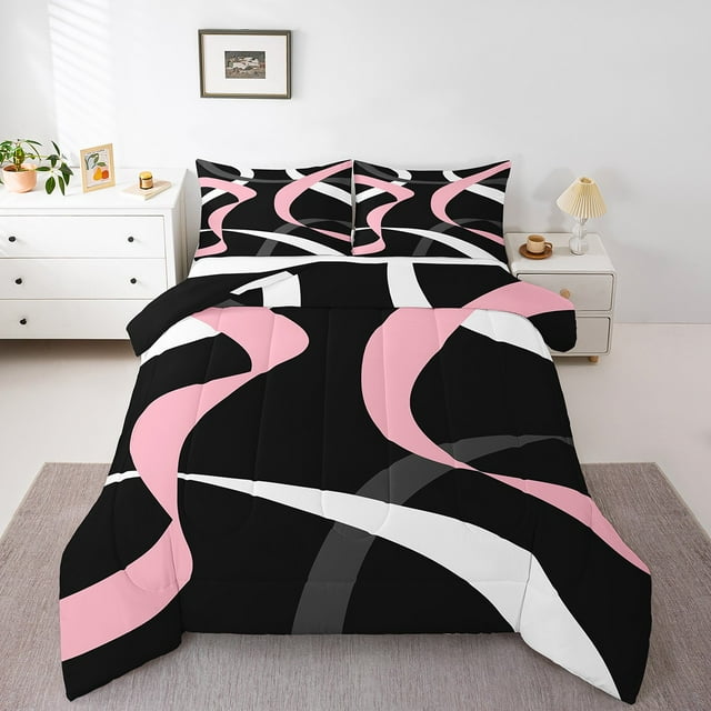Erosebridal Ensembles de Couettes à Rayures Géométriques Format Tout-Petit, Couettes et Duvets à Oeuvre Abstraite, Décor de Lignes Géométriques, Réversible, 2 Pcs