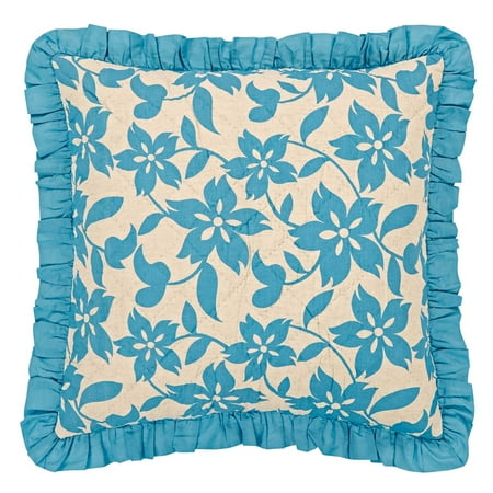 - Beige Azure Tan Farmhouse Bedding Briar Cotton Linen Blend Hand Quilted Flax Floral / Flower Euro Sham